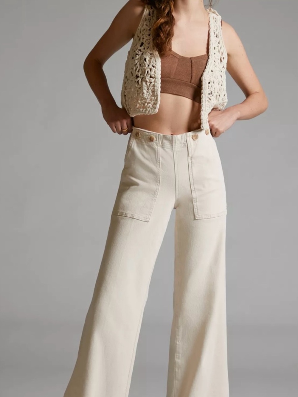 Kit High-Rise Wide-Leg Utility Trousers by Pilcro in size 27T